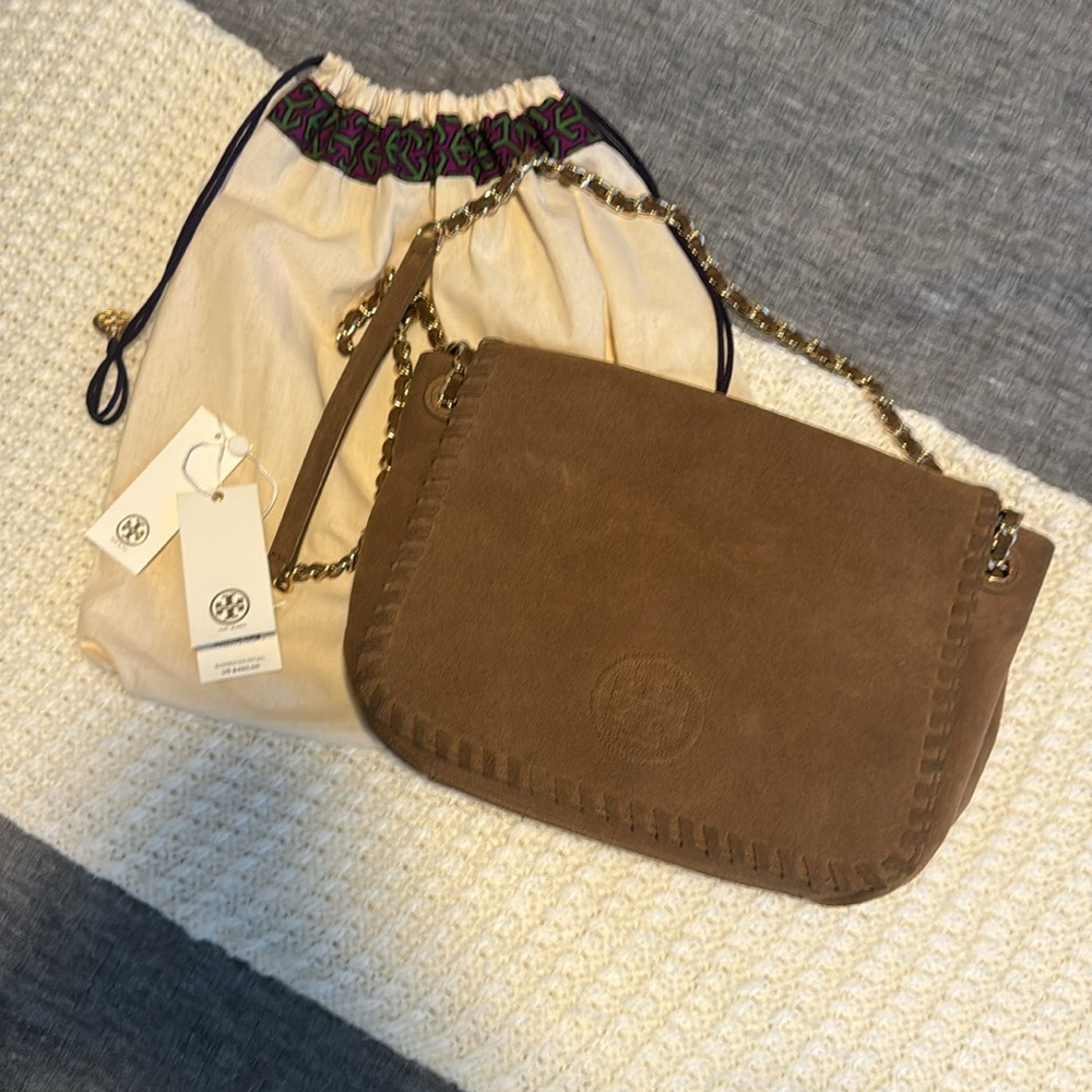 Tory Burch Marion Suede Small Flap Shoulder Bag